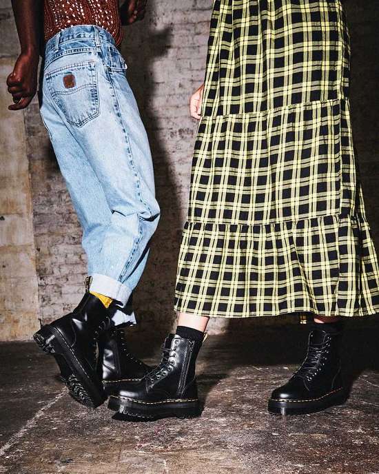 Botas Negras Dr. Martens Jadon Smooth Mujer Negros MX-68125